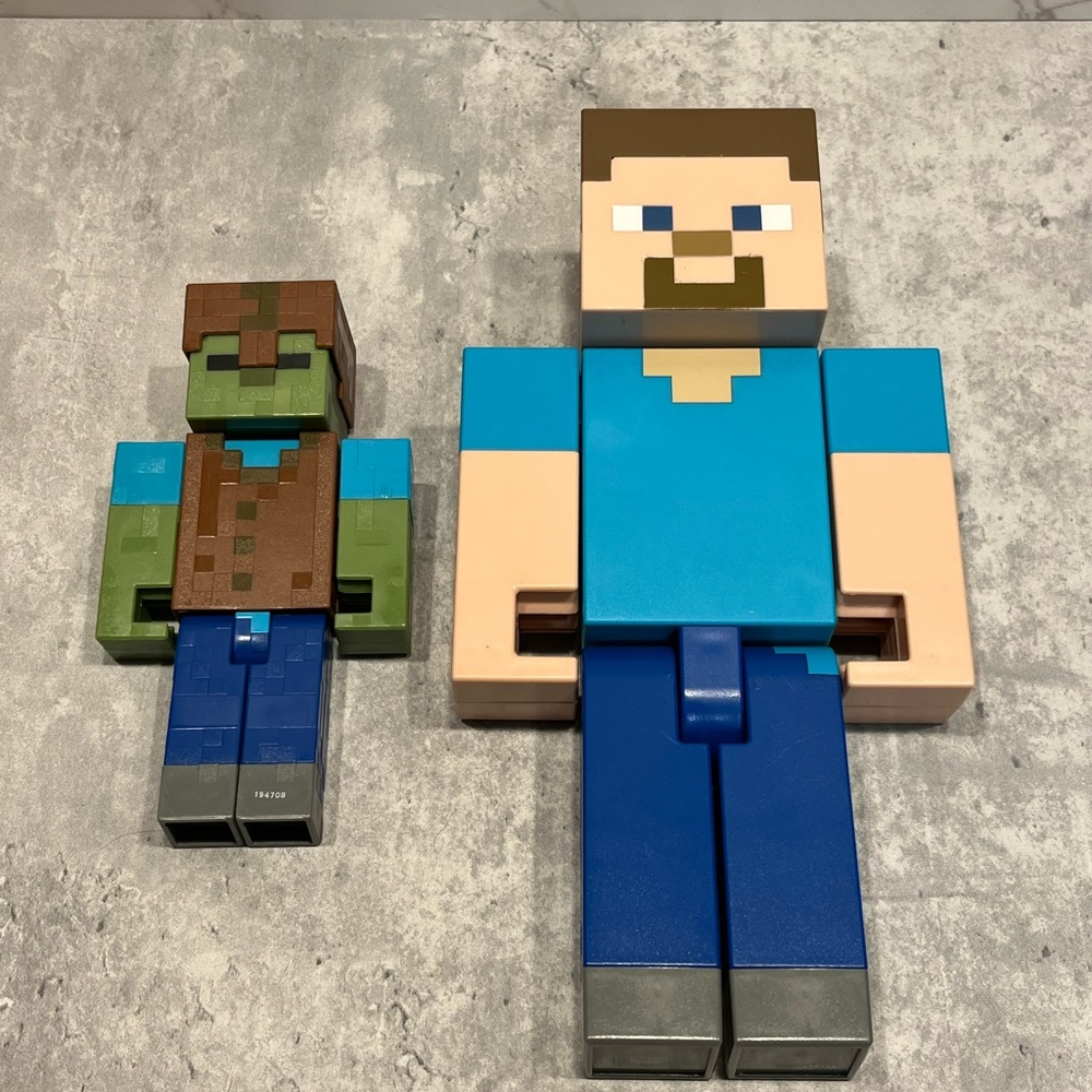 Minecraft Steve and Zombie toys EUC